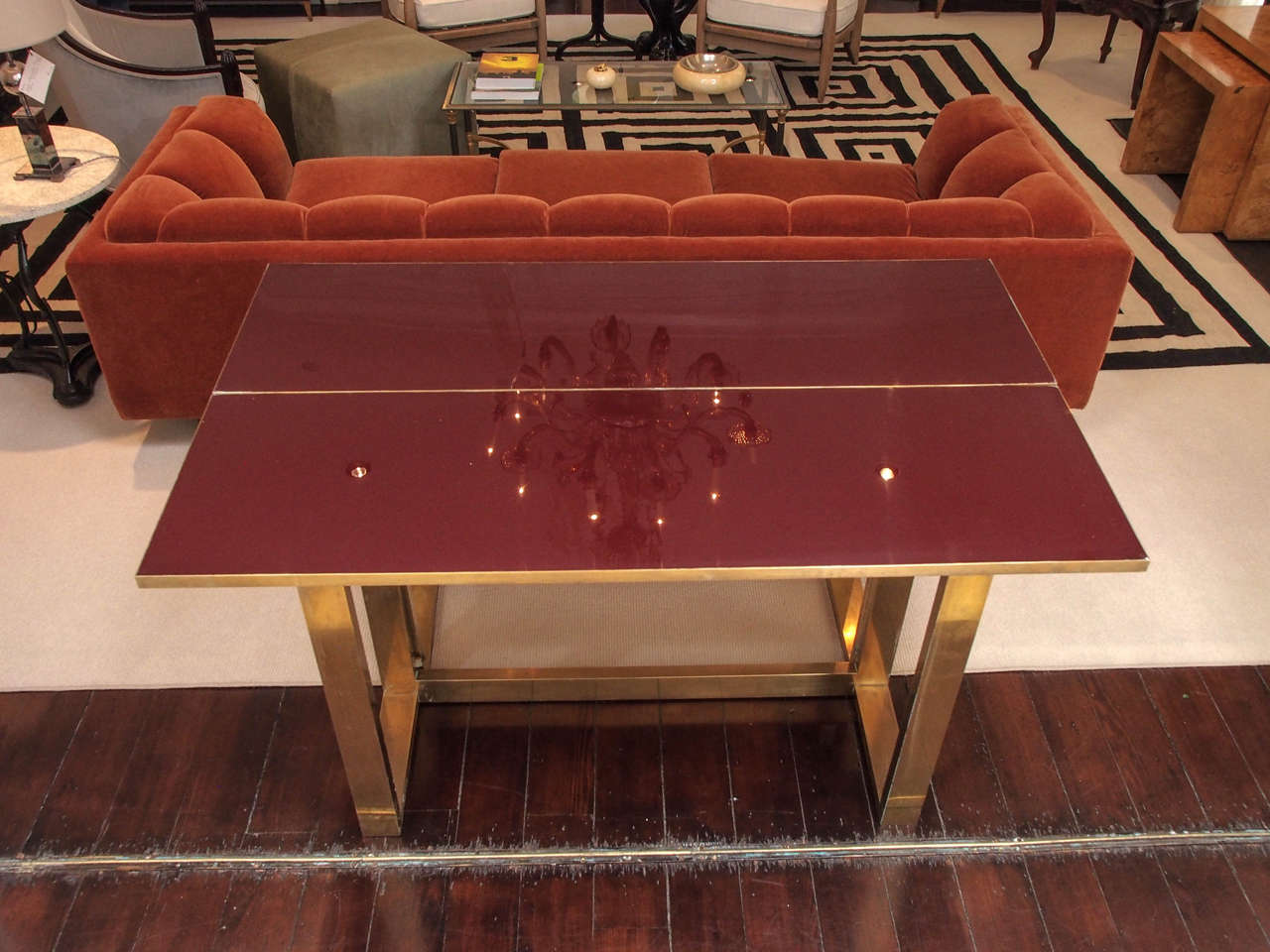 Rare Folding Console by Jansen in Brass and Red Lacquer 4